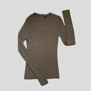 Mango Women's Heather Brown Ripped Soft Knit Sweater Size S